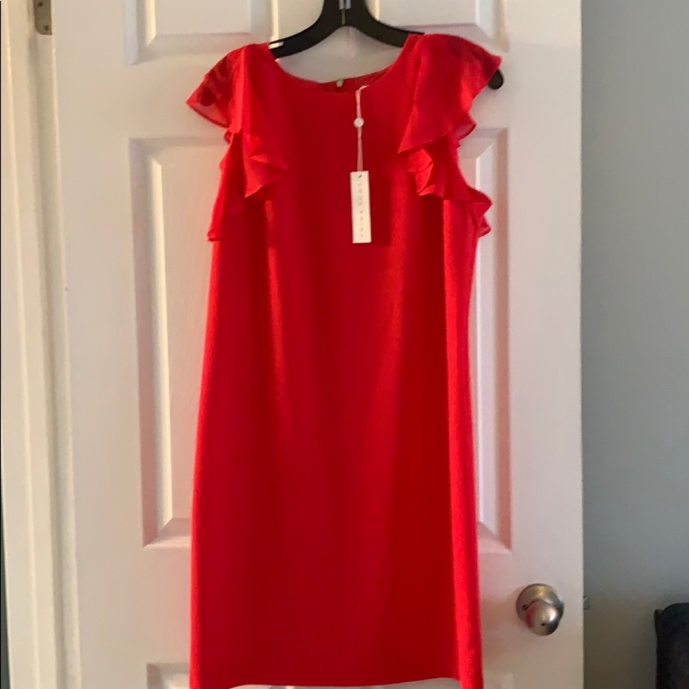 NWT Trina Turk coral flutter sleeve dress 8